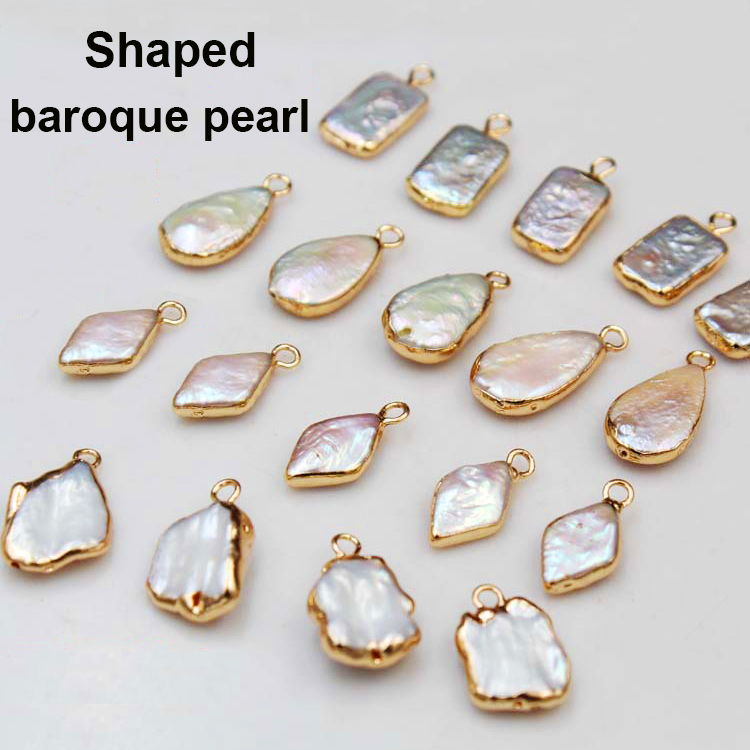 Natural freshwater shaped Baroque pearls edging rectangular drop-shaped single hanging DIY jewelry pearl accessories