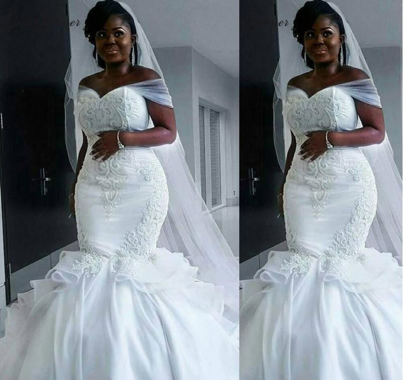 Mermaid Nigerian Wedding Dresses 2019 Off The Shoulder Garden Country Church Bride Bridal Gowns Custom Made Plus Size