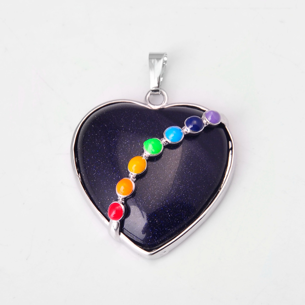 7 Chakra Female Pendant Crystal Heart Shape Natural Stone Neck Ornament Healing Chakra Aura Love Charm Bulk Jewelry Amethyst Turquoise