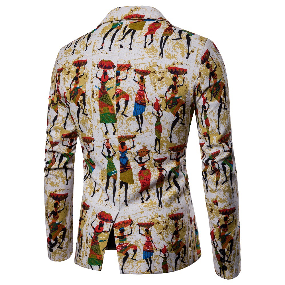 2019 African Printing Men's Wedding Tuxedos Groom Designer Jackets Two Button Colorful Men Blazer In Stock