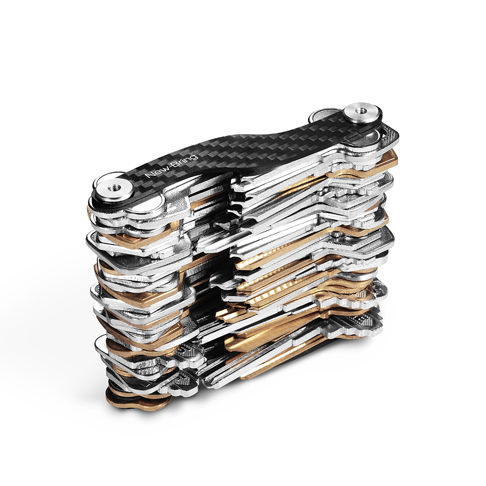 Newbring Carbon Fiber Key Organizer Car Key Holder Chain Smart Key Wallets Ring Y19052202