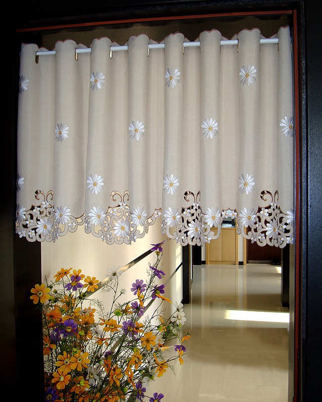 British Half-curtain Embroidered Window Valance Customize Light Shading Curtain for Kitchen Cabinet Door Curtain Home Decoration