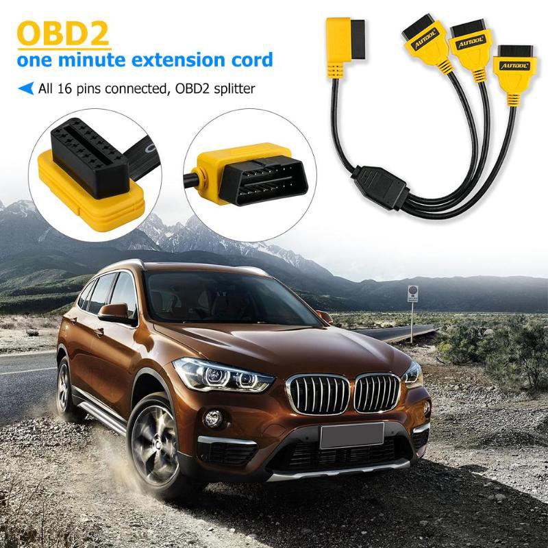 Car OBD2 Splitter Cable Automobile 50CM OBD 2 II Male to Female Y Cables 1 to 3 Converter Adapter Extension Split Cord