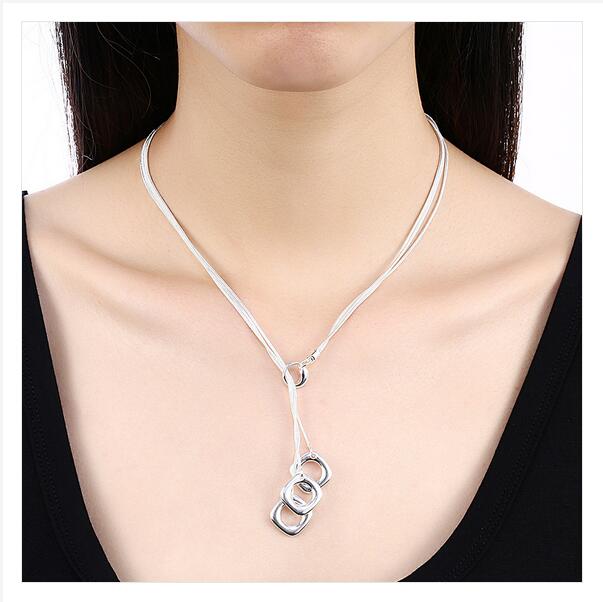 High grade Tai Chi necklace hanging three Quartet sterling silver plate necklace STSN153,fashion 925 silver Chains necklace factory