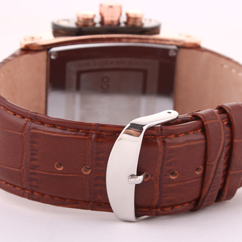 Boamigo Men Quartz Watches Large Dial Fashion Casual Sports Watches Rose Gold Sub Dials Clock Brown Leather Male Wrist Watches Y19070603