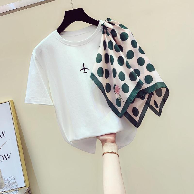 Elegant Women' Short Sleeves Dot Scarves Patchwork Cotton T-Shirt Tee 2020 Summer Female Pullover Casual Tops Tees A2735, As pic
Elegant Women' Short Sleeves Dot Scarves Patchwork Cotton T-Shirt Tee 2020 Summer Female Pullover Casual Tops Tees A2735, As pic