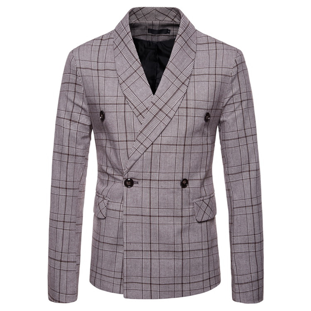 Men's New Fashionable Checked Double-Breasted Suit Jacket Button Lattice Coat Casual Suit Jacket Men Slim Male L15#, Beige
Men's New Fashionable Checked Double-Breasted Suit Jacket Button Lattice Coat Casual Suit Jacket Men Slim Male L15#, Beige