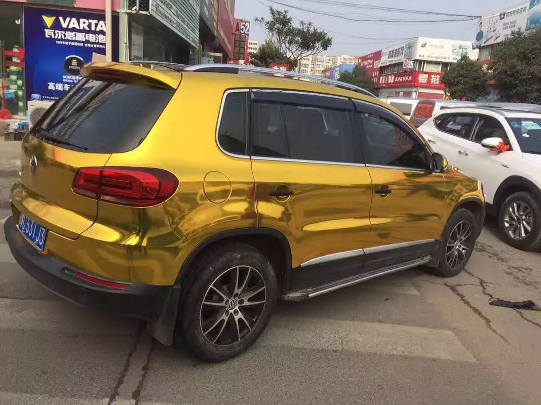 High stretch Chrome gold Vinyl Wrap Full Car Wrapping Mirror with Air Bubble Free Vehicle Covers graphis 1.52*20M/Roll 5x65ft