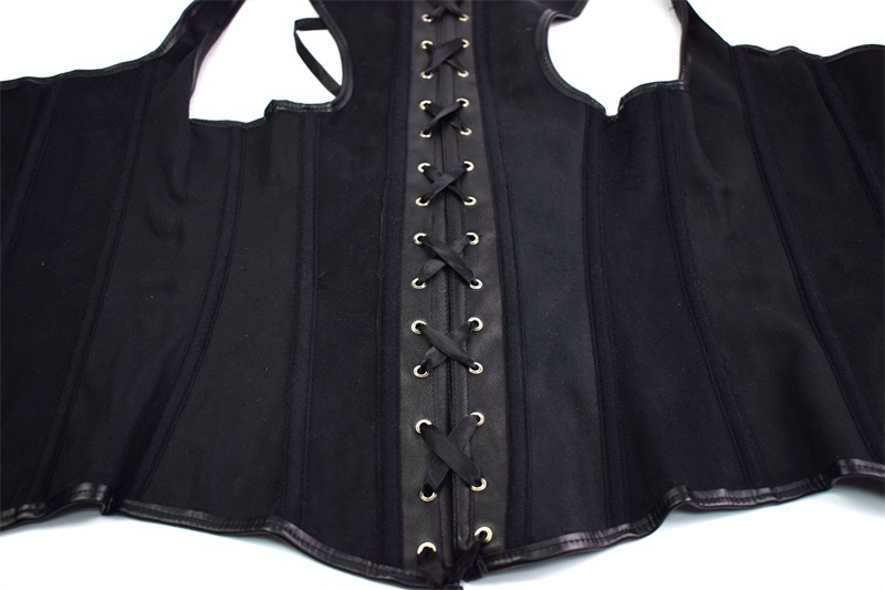 Leather Corset Women Waist Corsets and Bustiers Sexy Lingerie Gothic Clothing Black Polyester Corset Top Spiked Waist Shaper