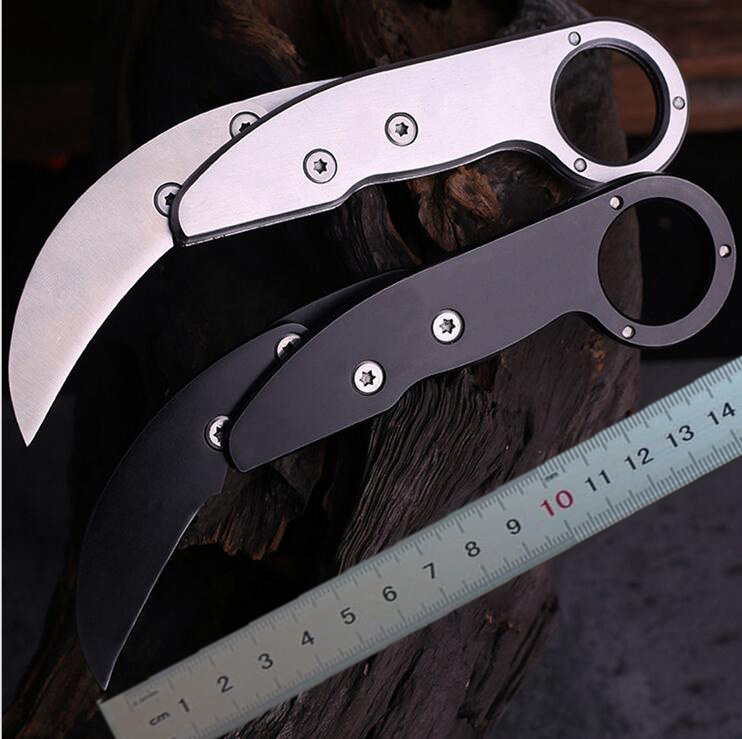 Top Quality 2 Handles Colors Karambit Claw Knife 440C Black / Satin Blade Stainless knife Steel Handle EDC Pocket Knives Gift Knife