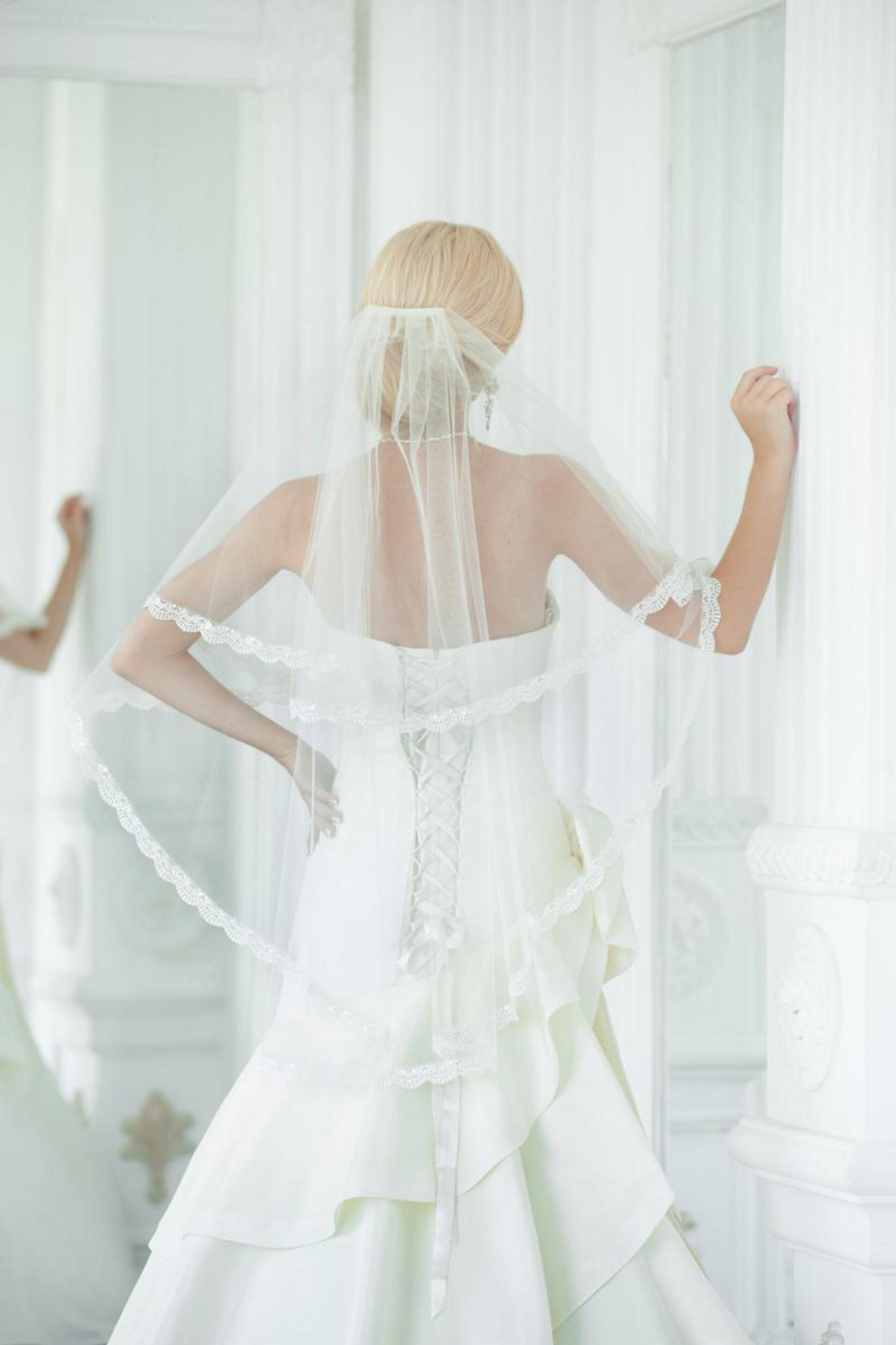 New Mermaid Wedding Dresses with Veils 2020 Satin Sweetheart Ruffles Tiered Bridal Gowns Sweep Train Plus Size Lace-up Back Wedding Dress