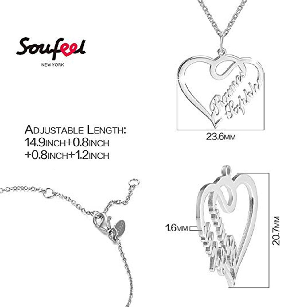 Fashion-Heart Name Chain 3 Colors Choker Private Custom Necklace with 2 Names Fashion Women's Decorations