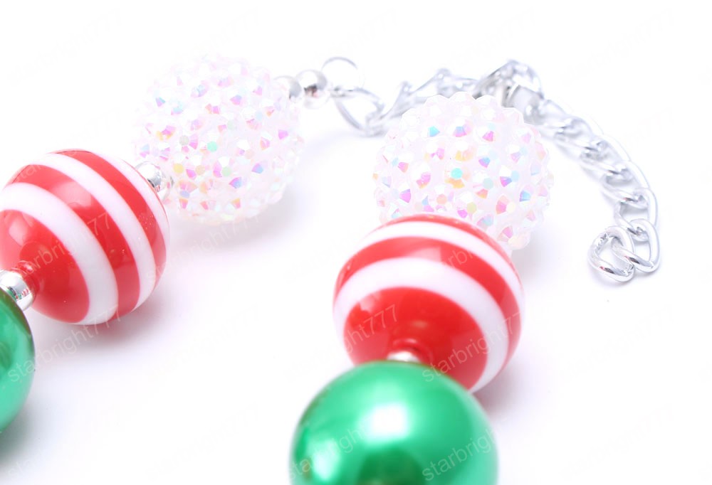 Christmas Style Kids Girls Chunky Beads Necklace Fashion Festival Child Baby Bubblegum Chunky Necklace Jewelry Handmade