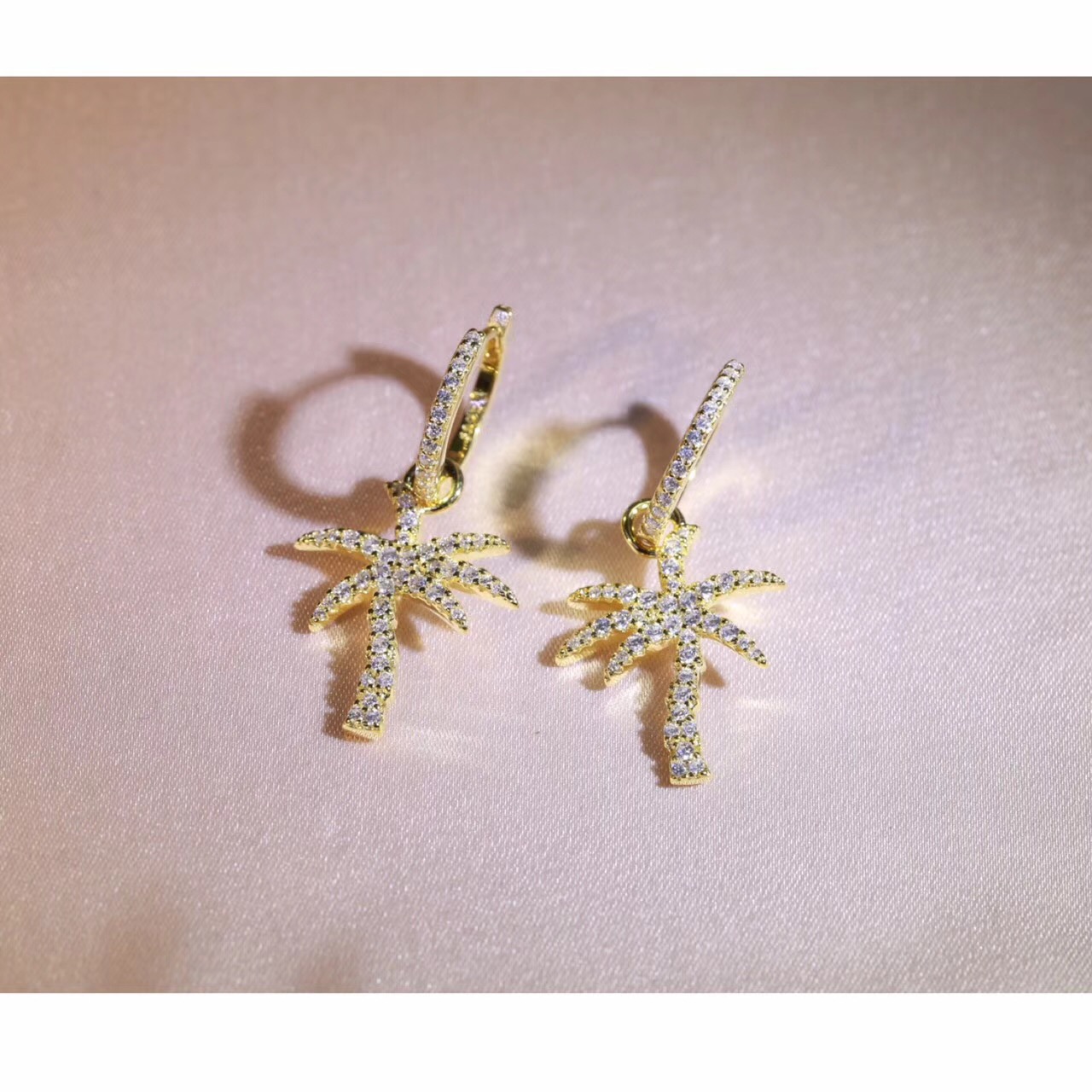 Fashion-Silver Fashion Simple Women Coconut Palm Tree Dangle Earring Drop Earrings Summer Holiday Hawaii Earring jewelry English Lock