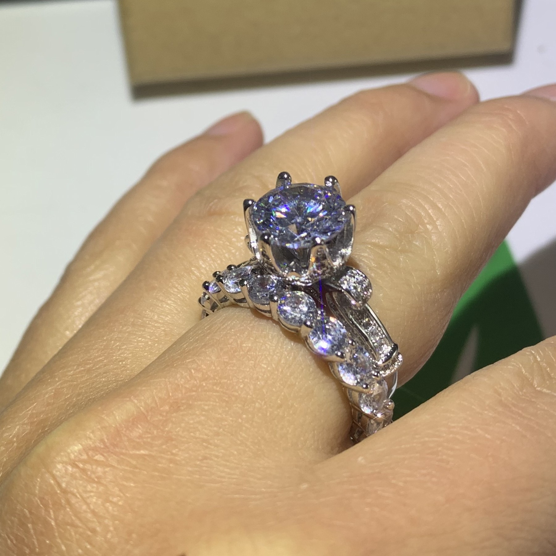 Choucong Corwn Wedding Ring for Women Top Selliing Jewelry 925 Sterling Silver Round Cut White Topaz CZ Diamond Bridal Ring Set Gift Sz5-10