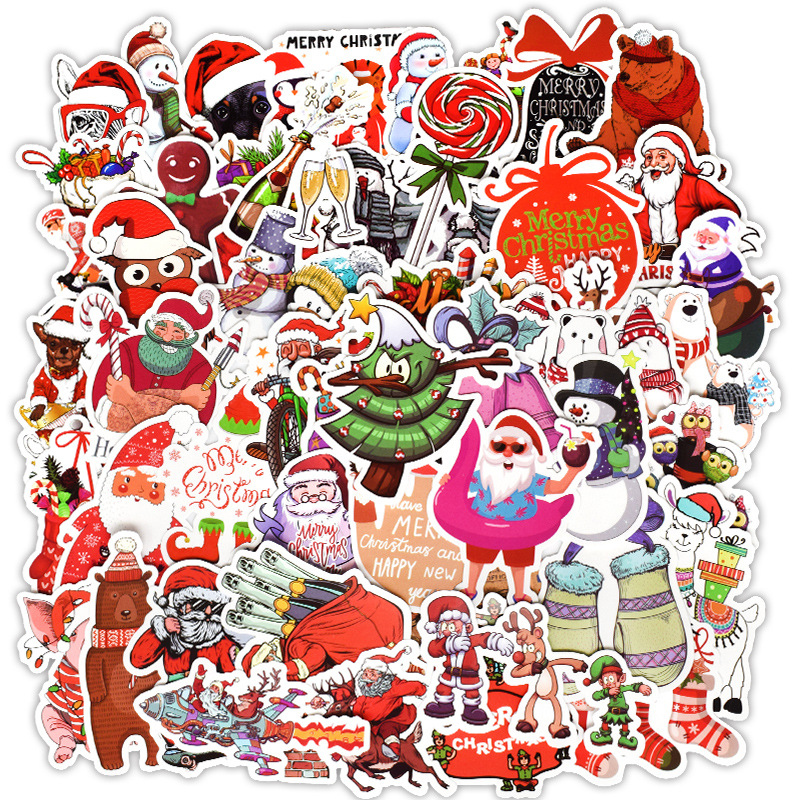 Cute Christmas Stickers and Decals for Cars Motorcycle Water Bottle Laptop Macbook Suitcase 50 Pcs Vinyl Stickers Pack