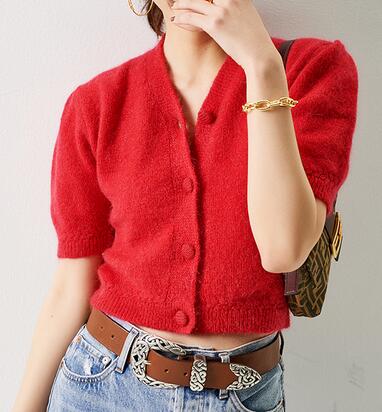 Ladies Mohair V Neck Knitting Cardigan Features With Puff Sleeves - Women Red/Black/Camel Knitter Sweater
Ladies Mohair V Neck Knitting Cardigan Features With Puff Sleeves - Women Red/Black/Camel Knitter Sweater