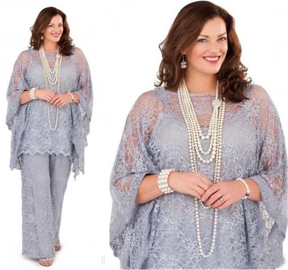 Gorgeous Lilac Plus Size Lace Chiffon Mother of the Bride Dresses Suits Plus Size for Formal Party Women Guest Pants for Wedding