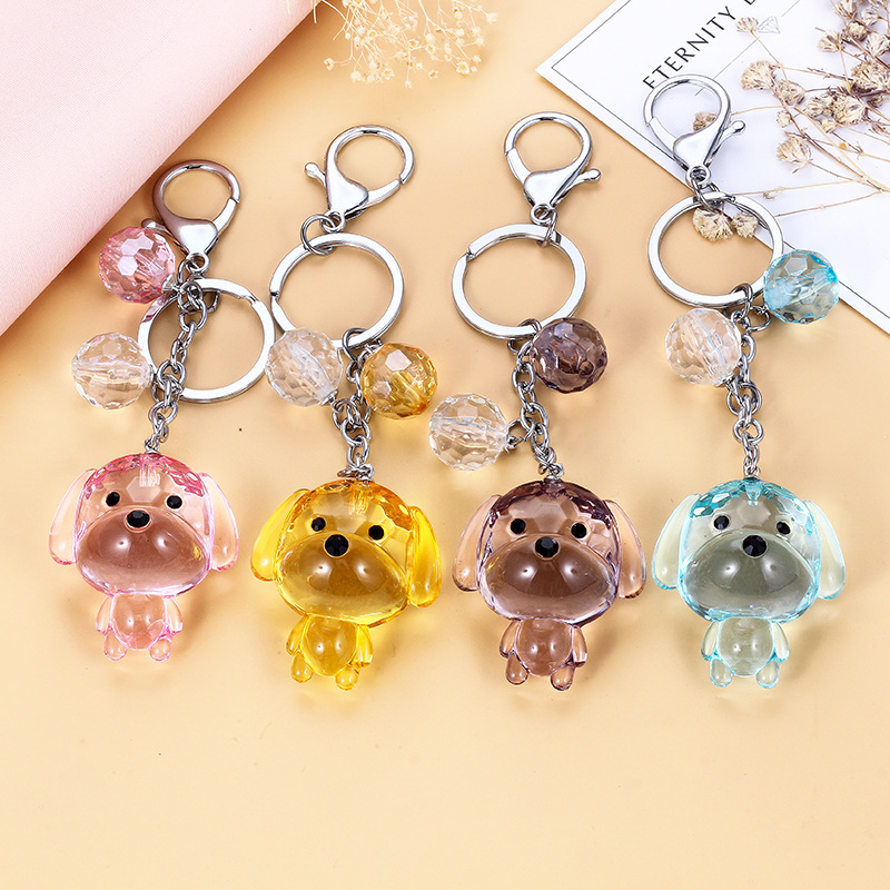 Transparent Crystal Dog Keychain Love Rope Key Chains Decorative Pendants for Women Bags Accessories Car Key Cute Gifts