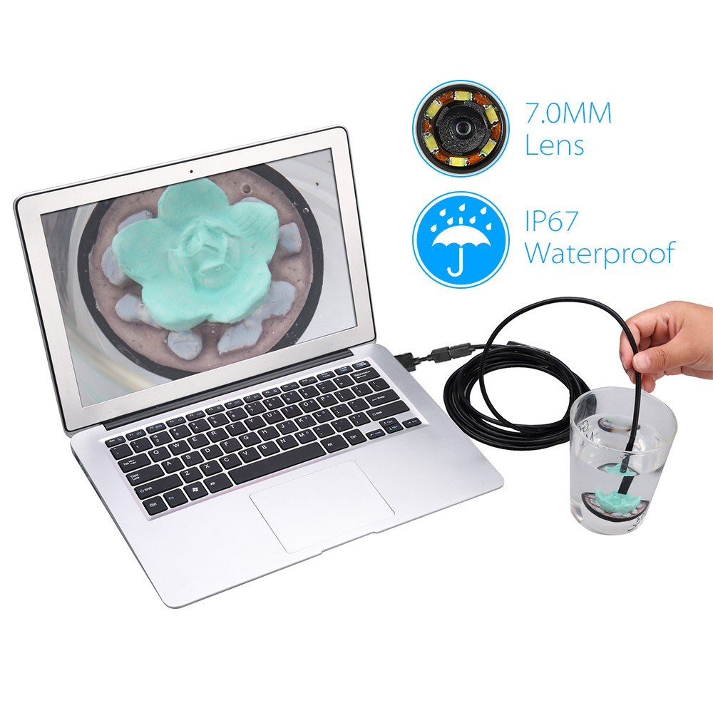 7MM Endoscope Camera USB Mini Waterproof 0.5-10M Hard Soft Cable Snake Tube Inspection Borescope Cameras For Android Smartphone Loptop PC Notebook 6 L