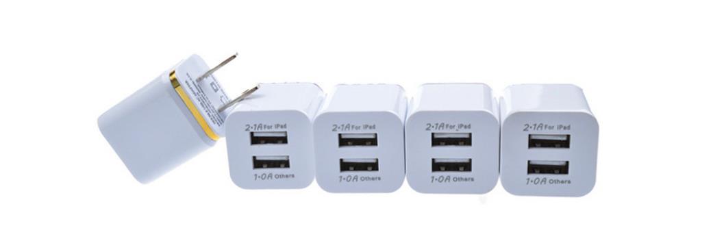 Metal Dual USB wall Charger Phone Charger US EU Plug 21A AC Power Adapter Wall Charger Plug 2 port for Ip 11 pro max Samsung Xiao4317527