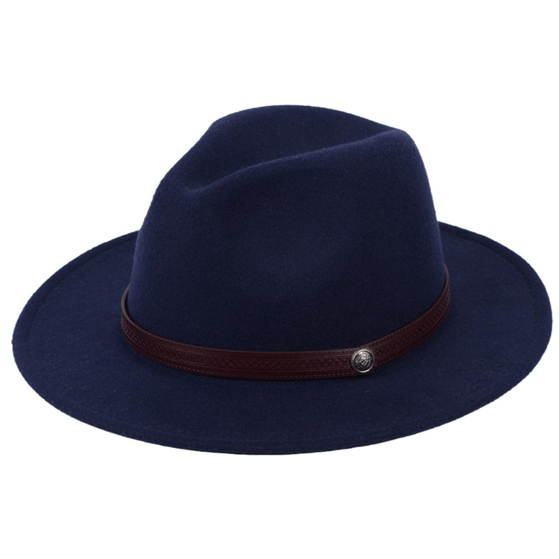 Fashion-e Unisex Wool Felt Fedora Hats with Leather Band Women Vintage Wide Brim Mens Fedoras Cap Jazz Hat Panama Formal Hat
