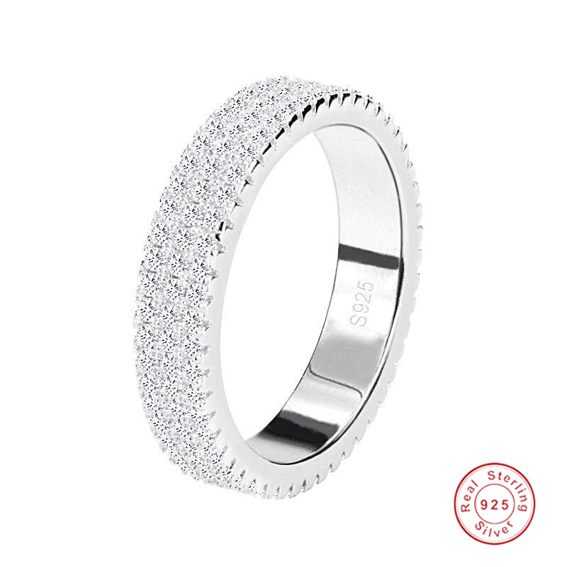 Sweet Cute Simple Fashion Jewelry Real 925 Sterling Silver Three Rows Tiny White Sapphire CZ Diamond Gemstones Women Wedding Band Ring Gift
Sweet Cute Simple Fashion Jewelry Real 925 Sterling Silver Three Rows Tiny White Sapphire CZ Diamond Gemstones Women Wedding Band Ring Gift