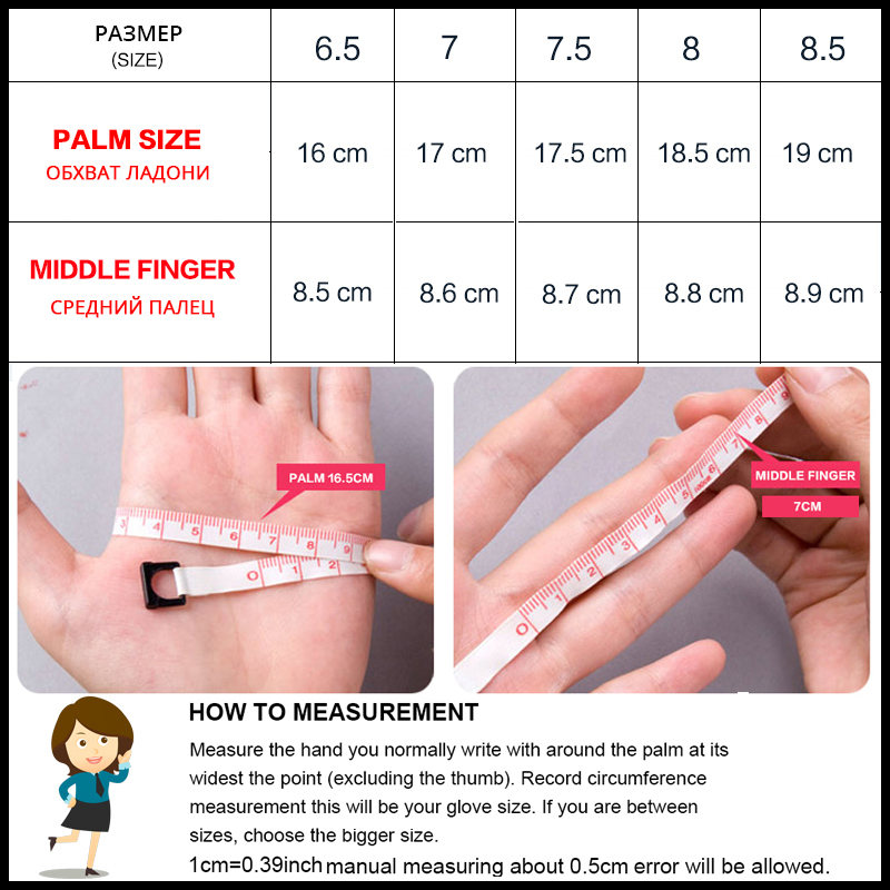 Five Fingers Gloves White leather women's Genuine Leather cotton lining warm Fashion leather gloves