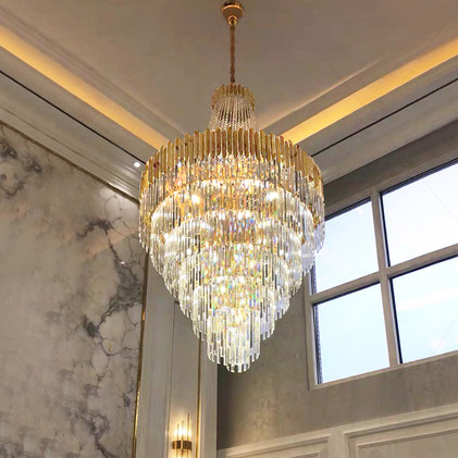 Modern Crystal Chandelier LED Light American K9 Crystal Chandeliers Lights Fixture Hotel Big Project Stairway Pendant Lamp Home Indoor Lighting