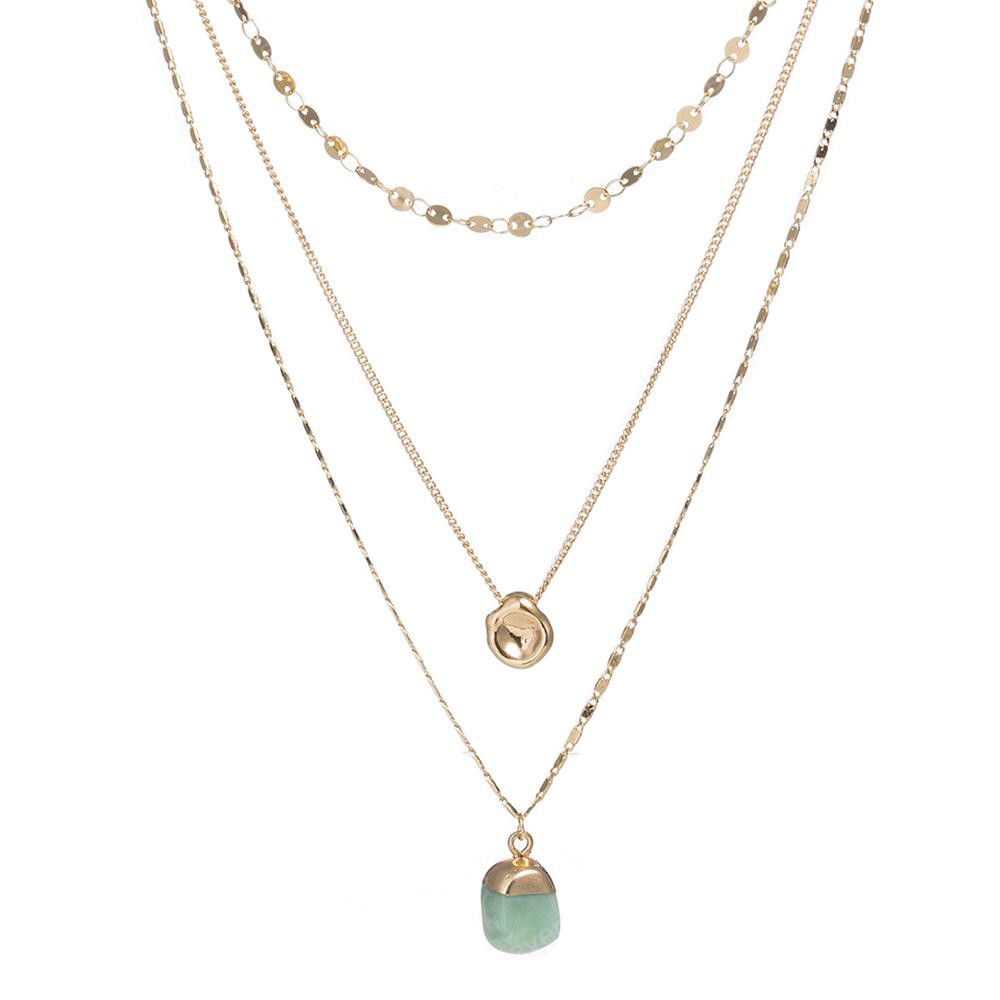 Retro Multi-layer Necklace Lucky Golden Color Pea Necklace Female Green Stone Imitation Turquoise Pendant Necklace Gemstone Stone Jewelry
Retro Multi-layer Necklace Lucky Golden Color Pea Necklace Female Green Stone Imitation Turquoise Pendant Necklace Gemstone Stone Jewelry
