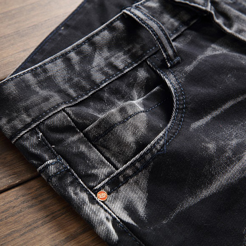 Fashion-Men's Distressed Stretch Biker Jeans Vintage Men Hip Hop Slim Fit Jeans Trousers Retro Punk Style Straight Denim Pants Plus Size