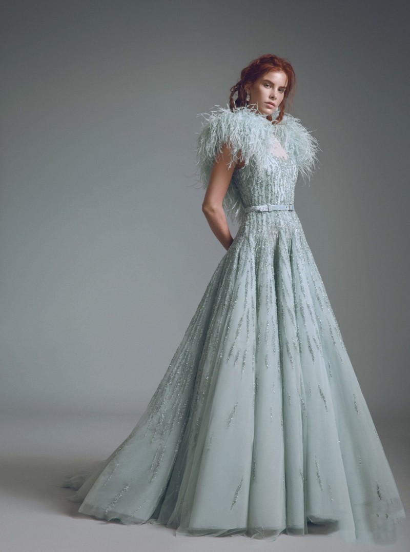 Luxury Alfazairy A line Evening Dress With Feathers Sheer Bateau Neck prom dresses long crystal special occasion Quinceanera dresses custom