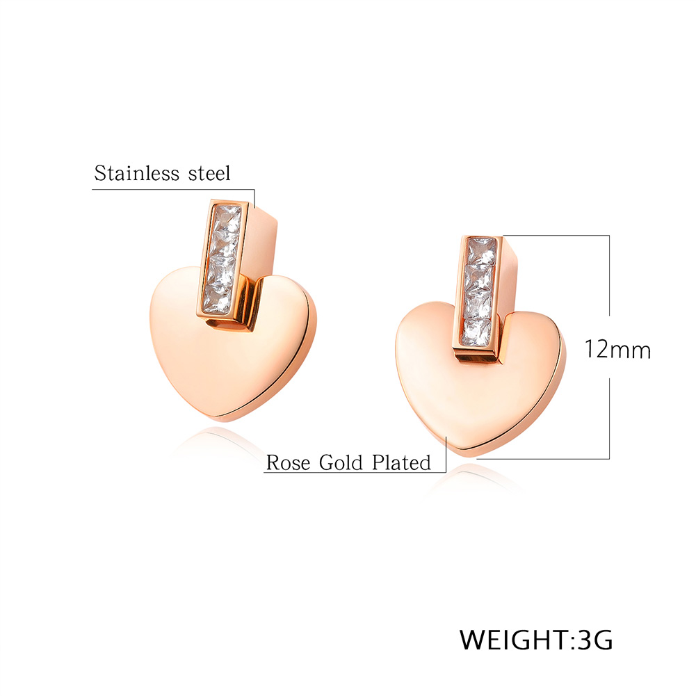 Charm Heart Shape Stud Earrings Jewelry Stainless Steel 14K Gold Plated Earrings Jewelry Women Girl's Gift