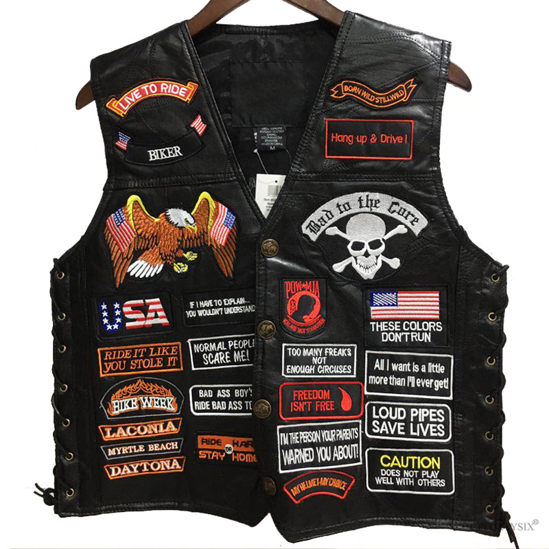 Genuine Leather Motorcycle Rider Vest Punk Retro Classical Badges Motorcycle Jacket Men Biker Club Casual Vest For Harley Retro Style
Genuine Leather Motorcycle Rider Vest Punk Retro Classical Badges Motorcycle Jacket Men Biker Club Casual Vest For Harley Retro Style
