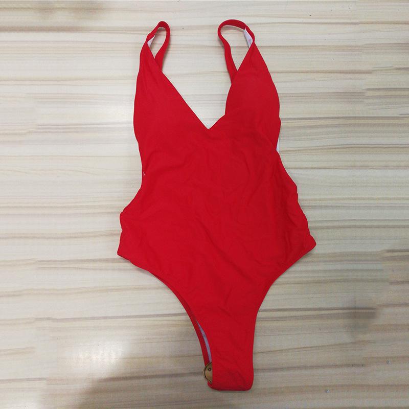 2020 New Sexy Women Swimsuit Lady Sexy V-Neck One Peice Swimsuit Purity Monokini Bikini Swimwear Beach Hot Sell Navy Suit