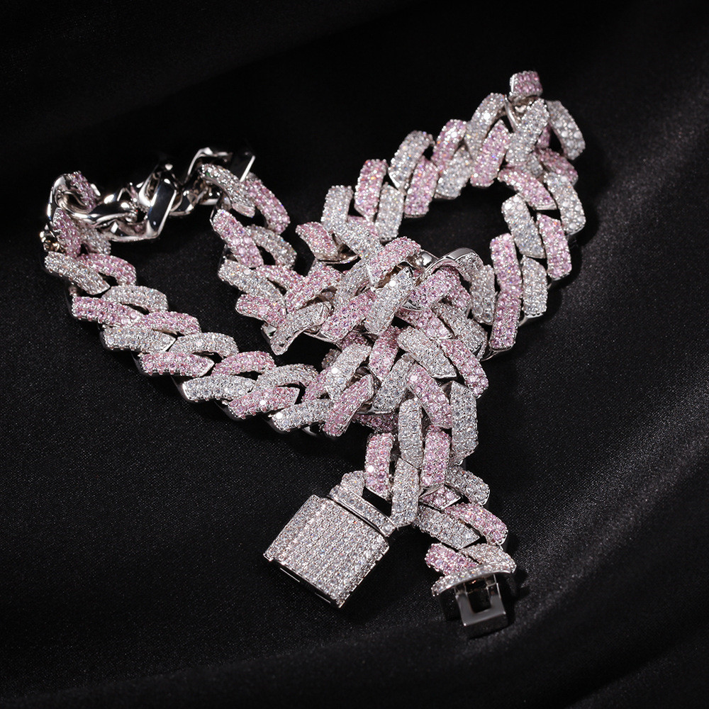 Pink White CZ Stone Paved Bling Ice Out Two Tone Curb Cuban Miami Chain Choker Necklace for Women Men Hip Hop Rapper Jewelry, Silver
Pink White CZ Stone Paved Bling Ice Out Two Tone Curb Cuban Miami Chain Choker Necklace for Women Men Hip Hop Rapper Jewelry, Silver
