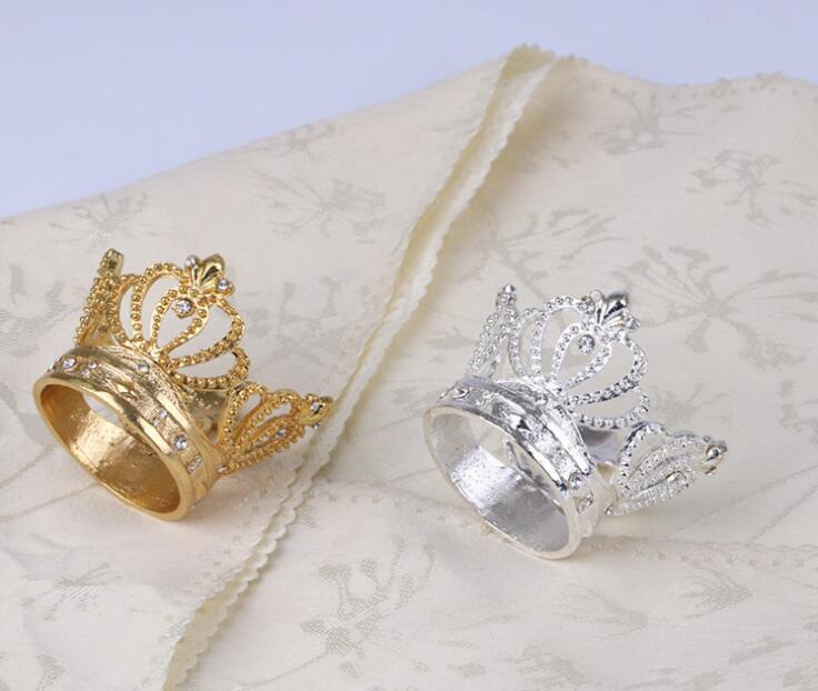 Crown Napkin Ring Metal Crown Shape with Imitation Diamond Napkin Holder for Home Wedding Table Decoration