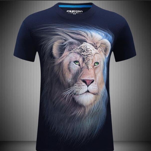 Summer Men white T-shirt lion printed 3d tshirt homme casual Hipster Tees shirts male Cotton camisetas hombre Cool Design Tops