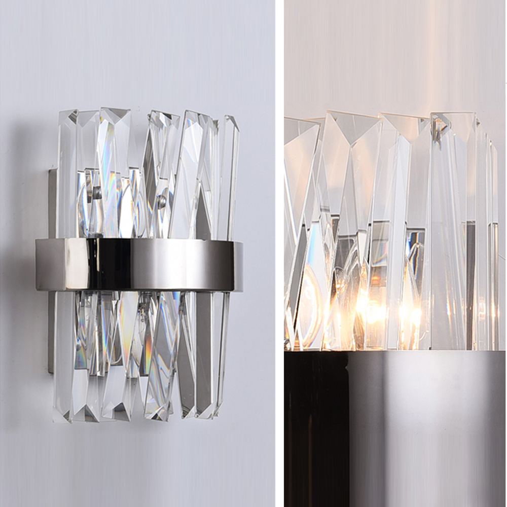 high quality crystal wall lights lamps modern chrome sconce AC110V 220v lustre cristal lamp bedroom