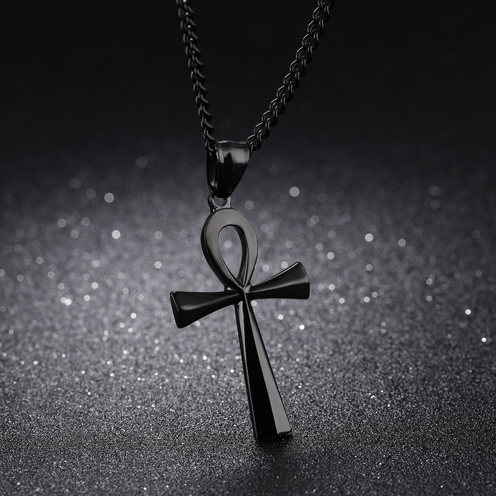 Simple Ancient Egypt Cross Pendants Necklace Jewelry High Polished Stainless Steel Necklace Religious Jewelry Men Women Couple Pendants