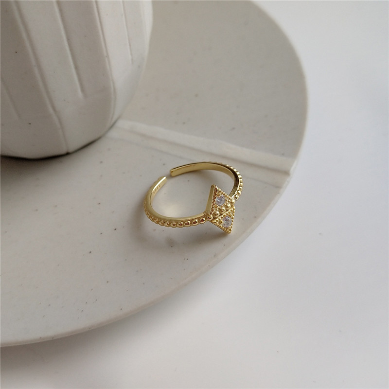 New Simple Geometric Square Triangle Flower Rings For Women 925 Sterling Silver Zircon Wedding Ring Fine Jewelry