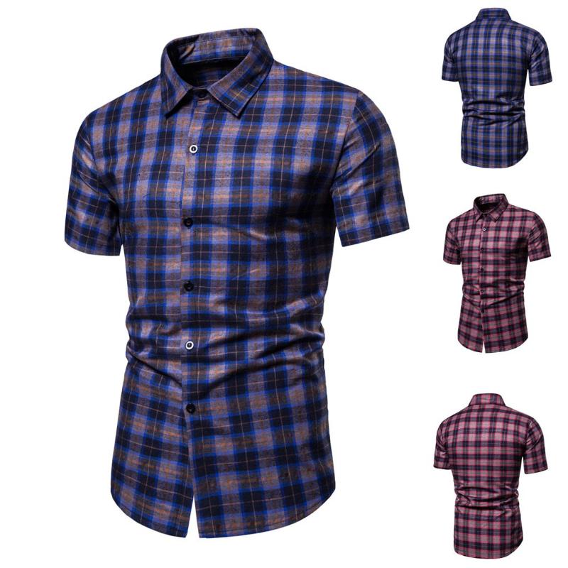 Mens Fashion Big Plaid Printed Shirts Splicing Colorful Stripe Turn-down Collar Short Sleeve Loose Shirt camisas para hombre#GH, Blue
Mens Fashion Big Plaid Printed Shirts Splicing Colorful Stripe Turn-down Collar Short Sleeve Loose Shirt camisas para hombre#GH, Blue
