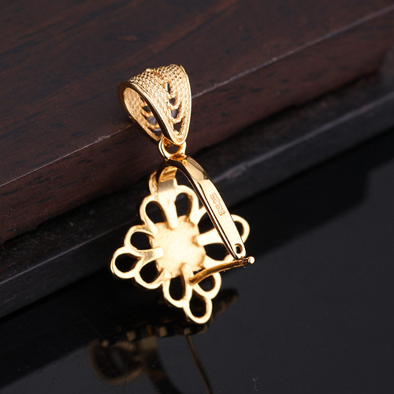 925 Sterling Silver Women Pendant Clasp Semi Mount Pendant fit Amber Turquoise Lapis Lazuli Setting