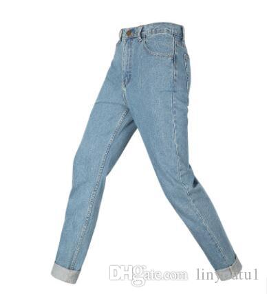 2020 Blue High Waist Mom 80s Jeans Casual Straight-led Denim for Ladies Straight-leg Casual Denim Ankle-length Pant
