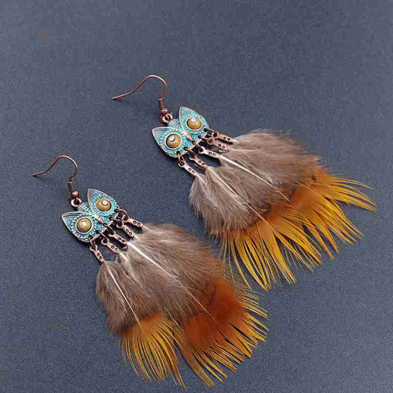 Owl Earrings Bronze Feather Owl Earrings Glamour Jewelry Earrings Cute Birthday, Easter Gifts for Women and Girls