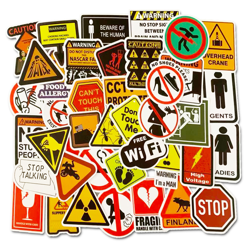 

Warning Stickers Danger Banning Signs Reminder Waterproof Decal PVC Sticker for Laptop Motorcycle Luggage Snowboard Car, Mixed