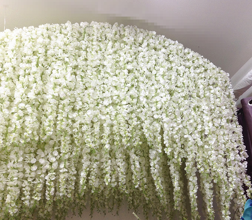 2M long Elegant Artificial Orchid flower Wisteria Vine Rattan For Wedding Decorations flower Garland Home Ornament