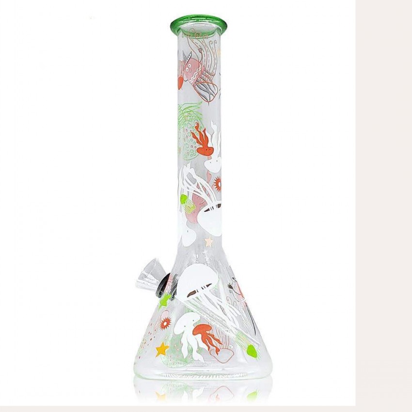 

Fast Ship The Big Size Green 3 layers Glass Bongs hookah nectar collector Water Pipe Smoking bongs Recycler Oil Rigs 14mm male joint FY2152