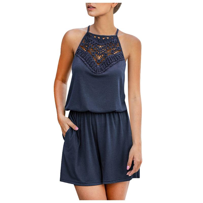 Women Solid Black Rompers Ladies Backless Summer Beach Short Playsuit Howllow Out Ladies Sleeveless O-Neck Holiday Jumpsuit New
Women Solid Black Rompers Ladies Backless Summer Beach Short Playsuit Howllow Out Ladies Sleeveless O-Neck Holiday Jumpsuit New