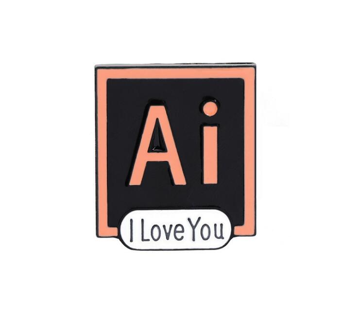 European and American fashion hot creative Photoshop T love you PS brooch clothing accessories bag accessories WY797
